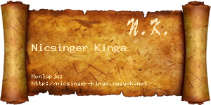 Nicsinger Kinga névjegykártya